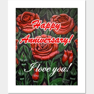 Happy Anniversary in the rose garden Posters and Art